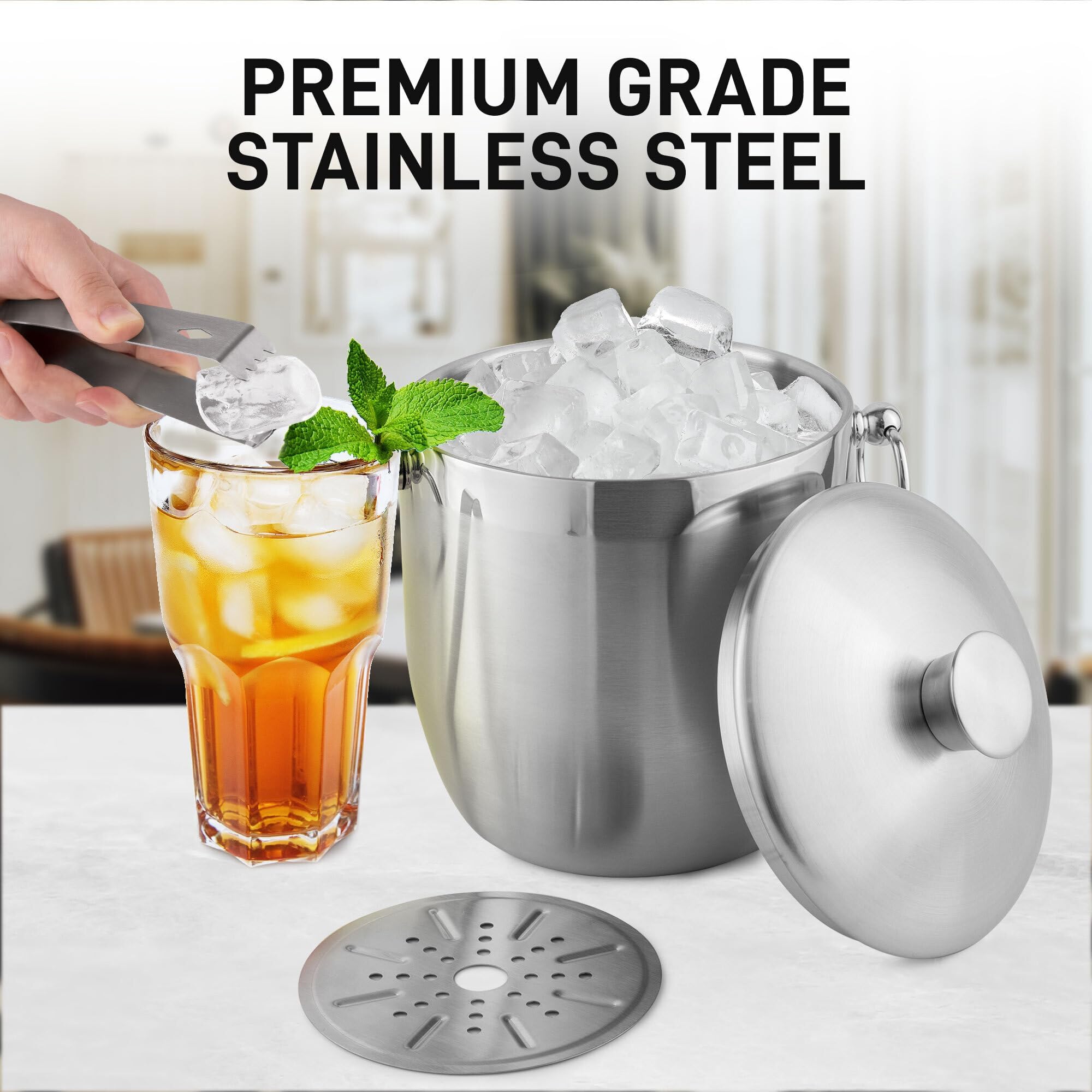 Zulay Kitchen strainer separates melted water to keep drinks crisp