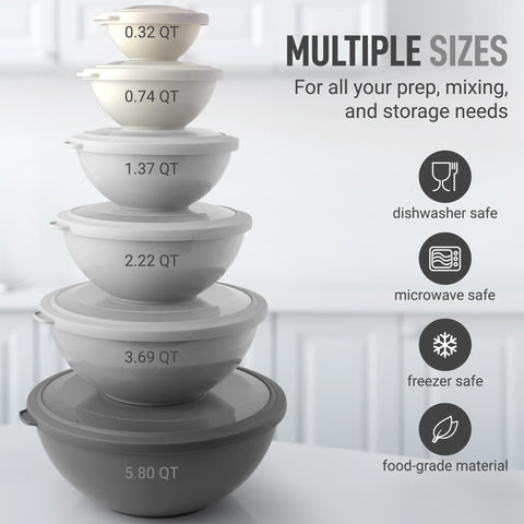 Zulay Kitchen sturdy food-grade plastic bowls resist bending during mixing.