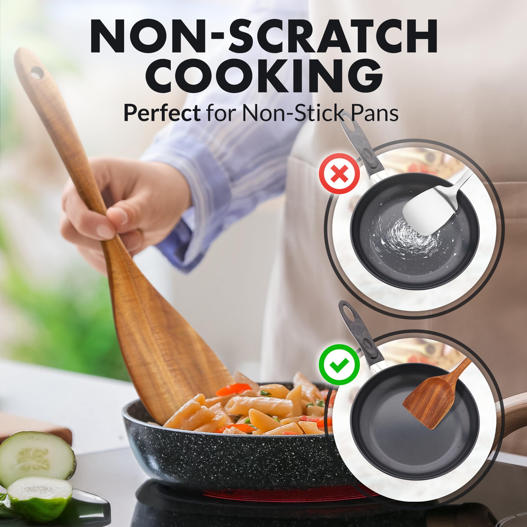 Zulay Kitchen teak salad fork perfect for tossing greens
