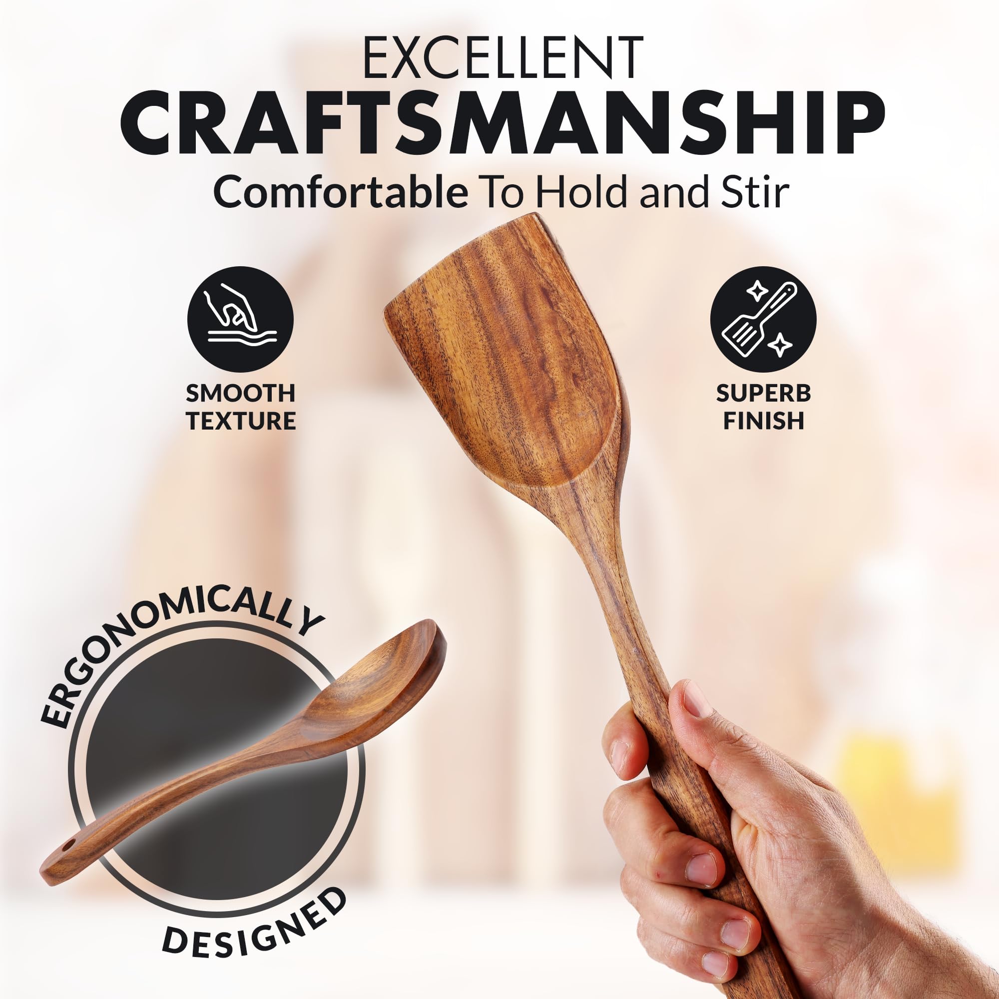 Zulay Kitchen teak skimmer keeps stock clear during cooking.