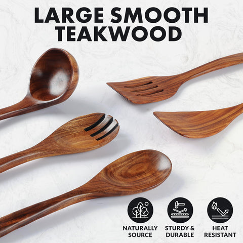 Zulay Kitchen teak spatula for smooth flipping without scratching