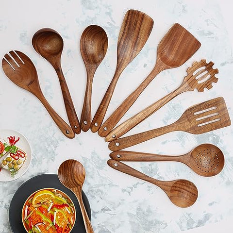 Zulay Kitchen teak utensil gift box with premium packaging.
