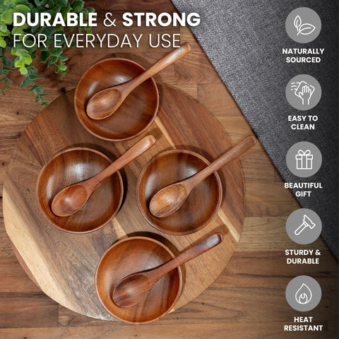Zulay Kitchen teak wood serving set enhances table presentation.
