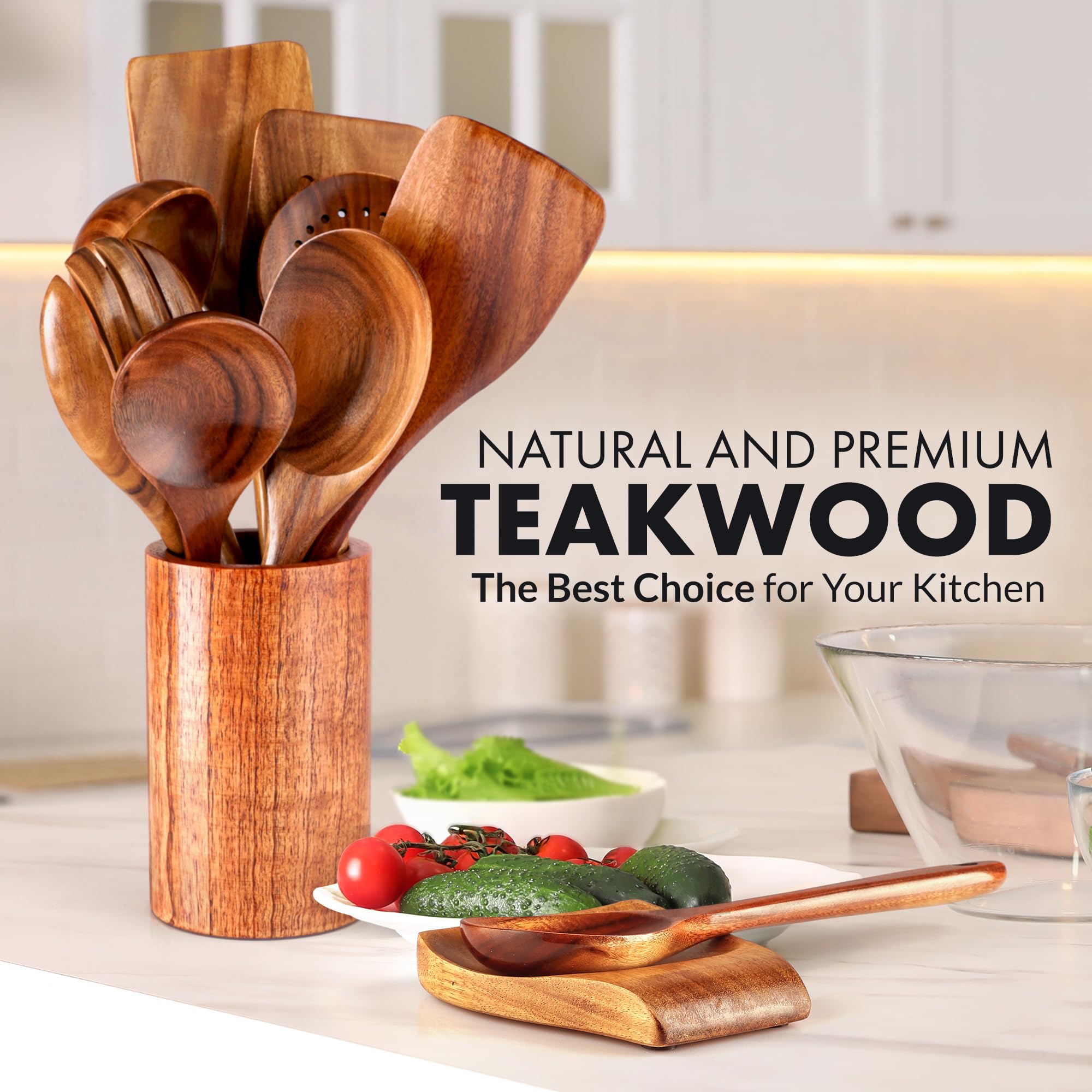 Zulay Kitchen teak salad fork highlighting durable, non-stick friendly design