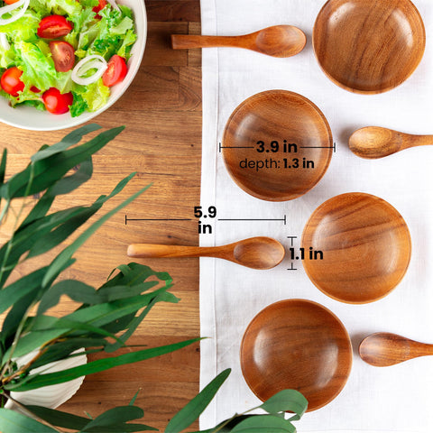 Zulay Kitchen teak wood spoons for precise serving with four small spoons.