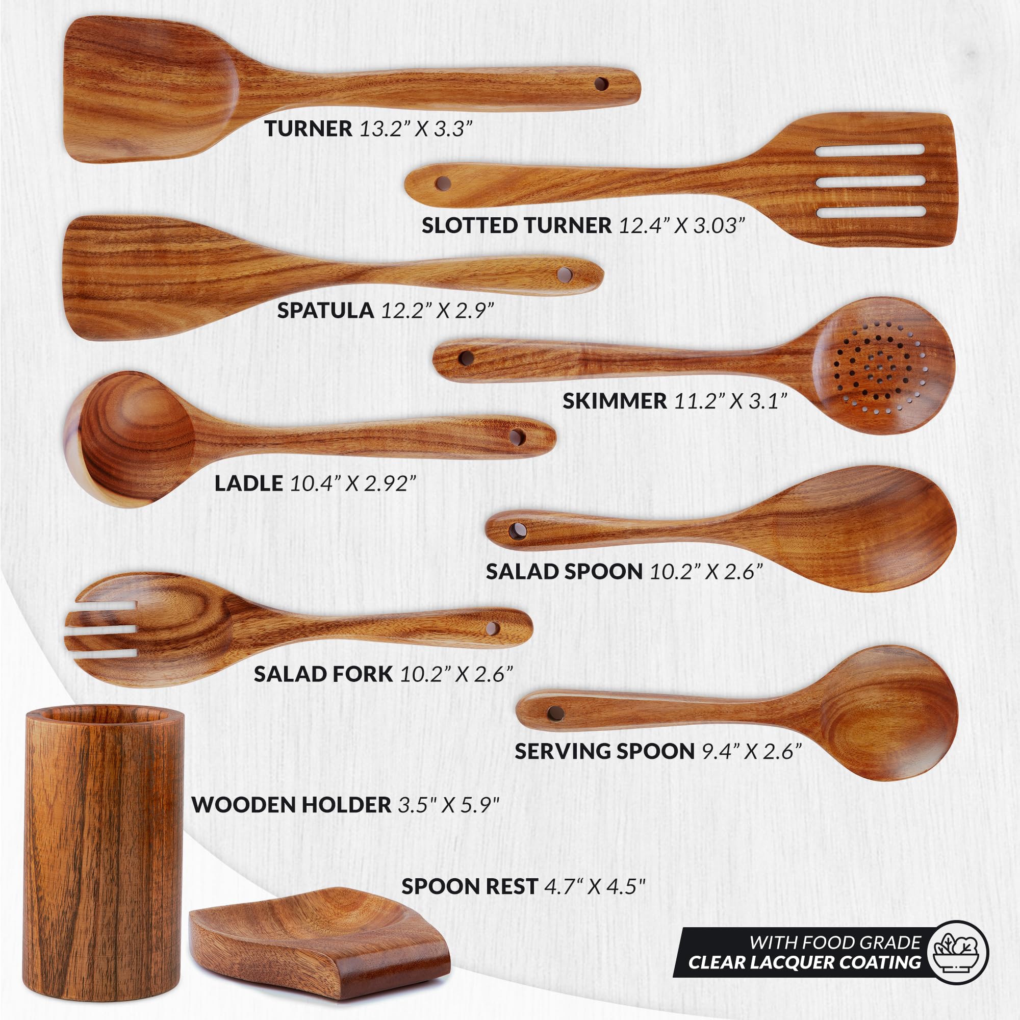 Zulay Kitchen teak spatula with smooth edge for non-stick cookware