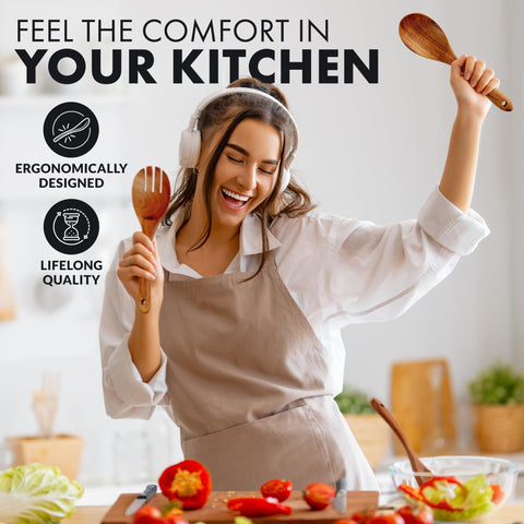 Zulay Kitchen teak spoon rest keeping utensils dry and organized