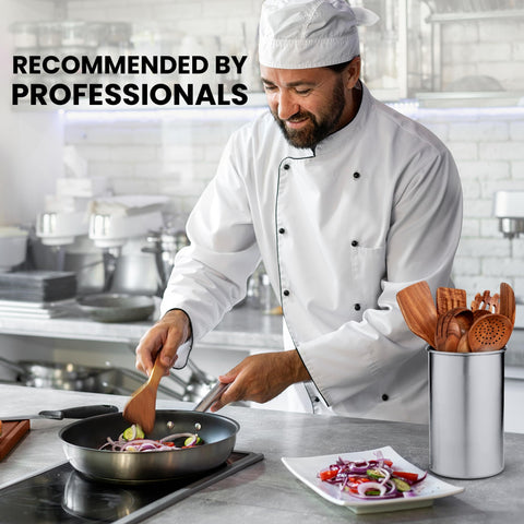 Nonstick-safe wooden utensils from Zulay Kitchen for cookware compatibility.