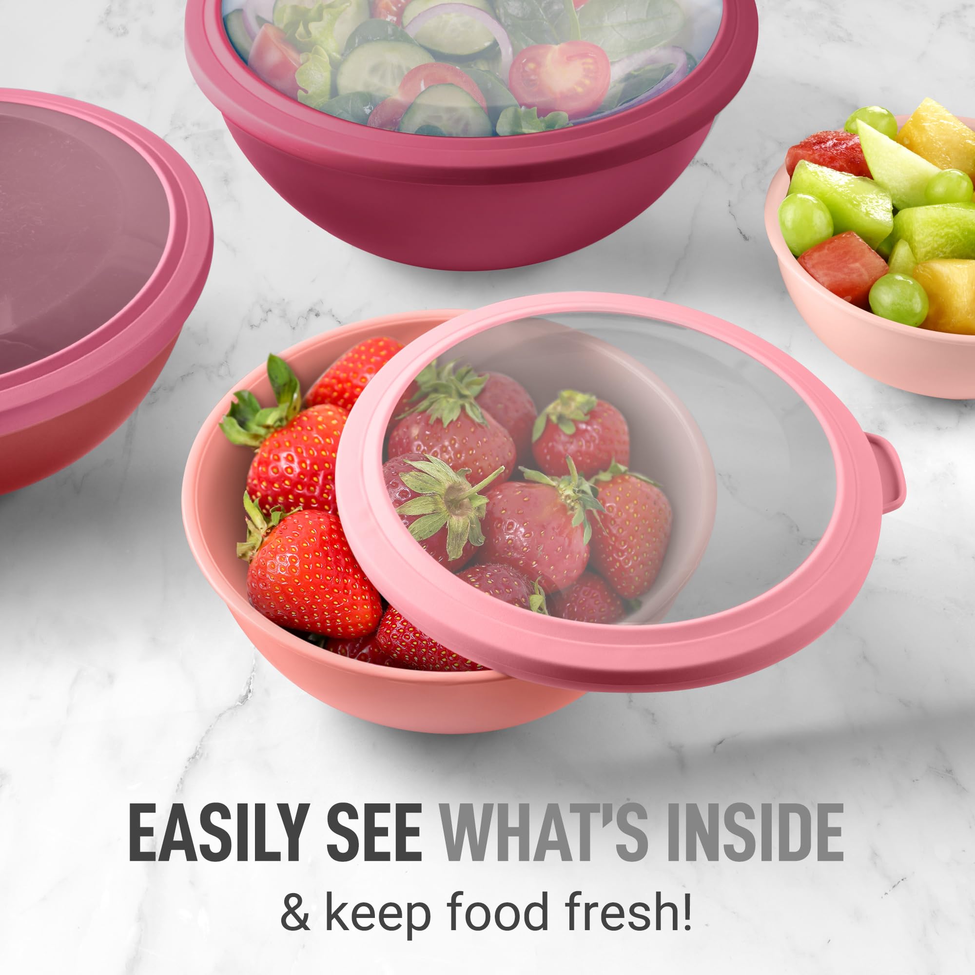 Zulay Kitchen translucent lids allow a quick peek without opening the container.