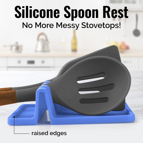 Zulay Kitchen four-slot rest keeps spoons, spatulas, and tongs organized.