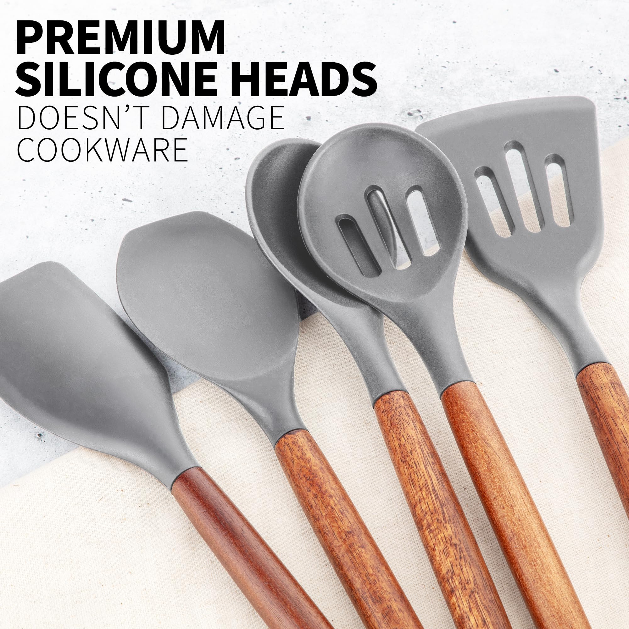 Zulay Kitchen silicone utensils with easy cleanup and finish