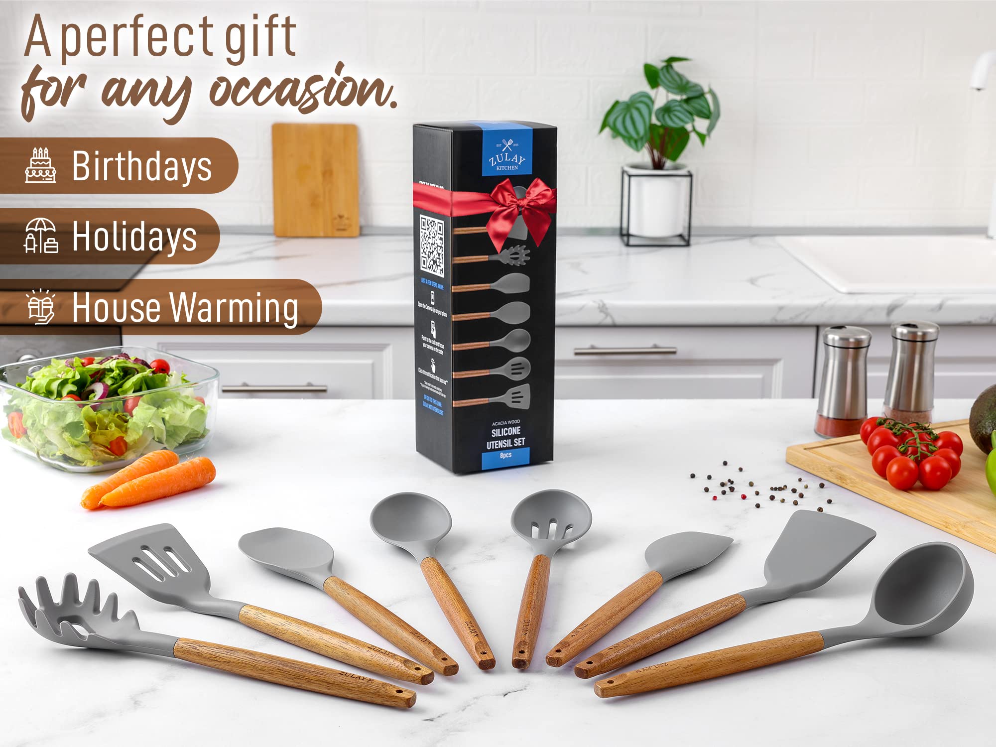 Utensils heat resistant up to 464°F for versatile cooking.