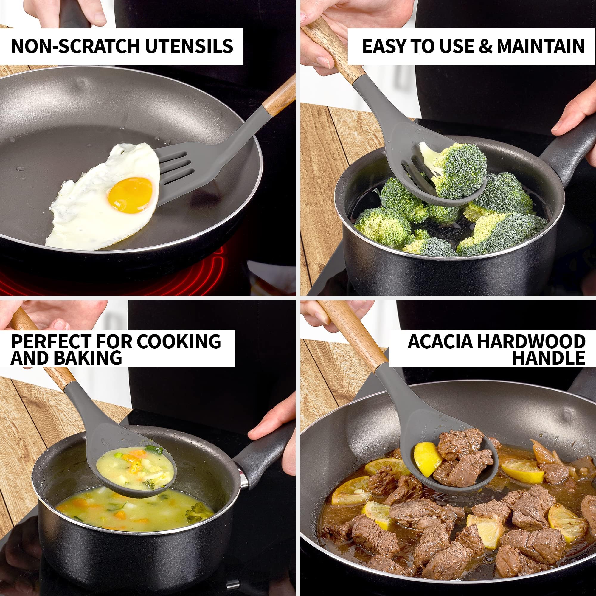 Zulay Kitchen silicone serving spoon with ergonomic grip for family meals