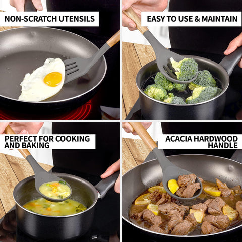 Zulay Kitchen silicone serving spoon with ergonomic grip for family meals