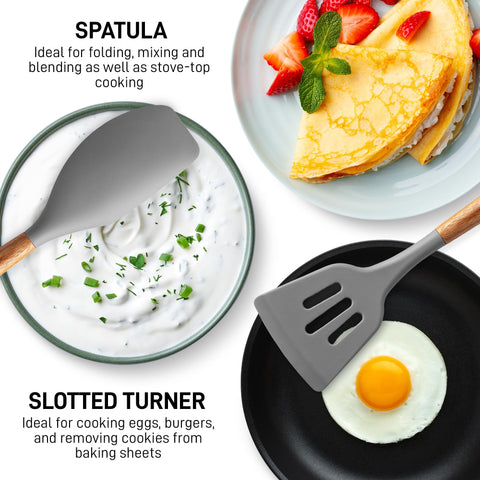 Zulay Kitchen silicone slotted turner for easy turning and scratch-free use