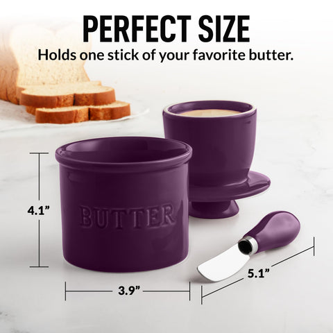 Zulay Kitchen water-filled base creates airtight freshness for soft, spreadable butter.