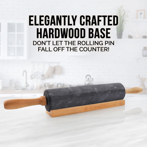 Zulay Kitchen wooden resting base keeps pin steady on the counter