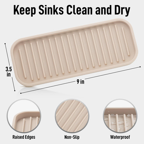 Zulay silicone sink tray with raised ridges prevents overflow and promotes air-drying.