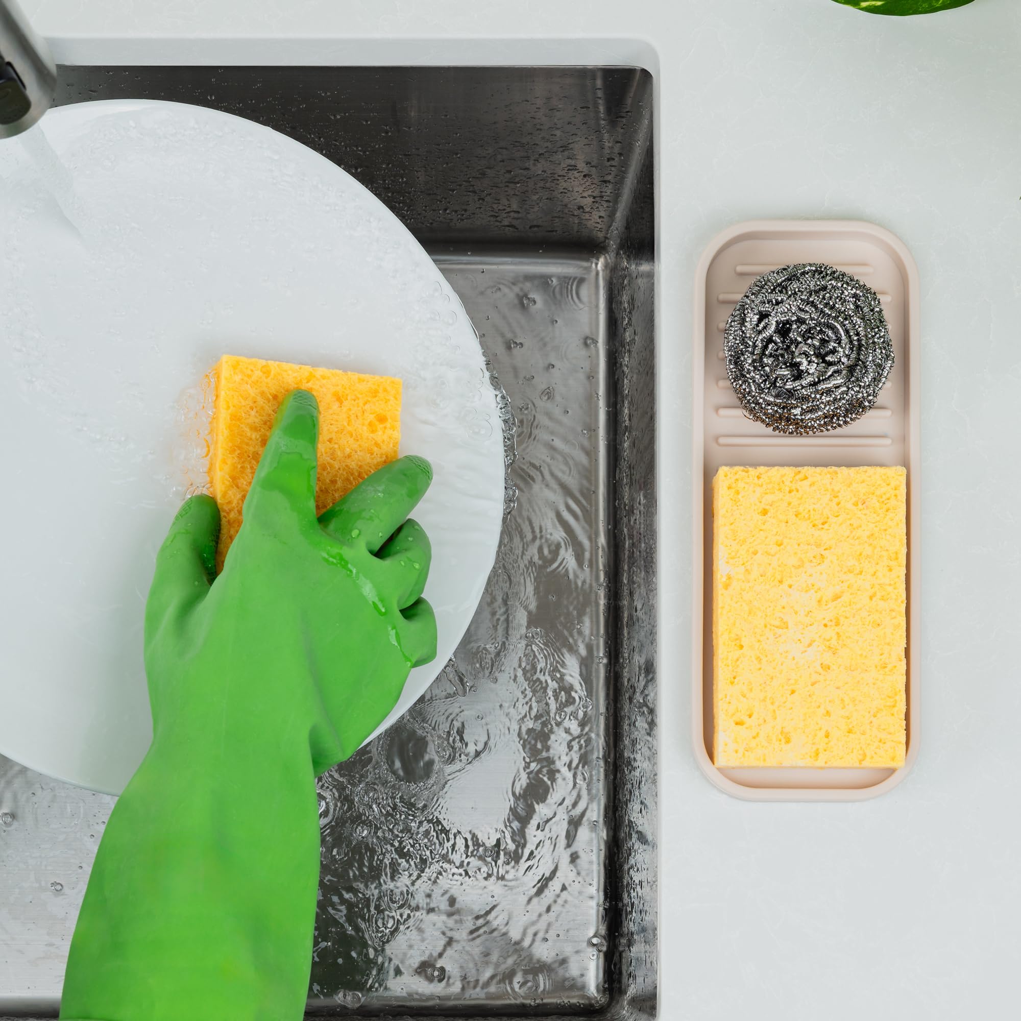 Zulay sponge holder heat-resistant silicone up to 570°F for hot tools.