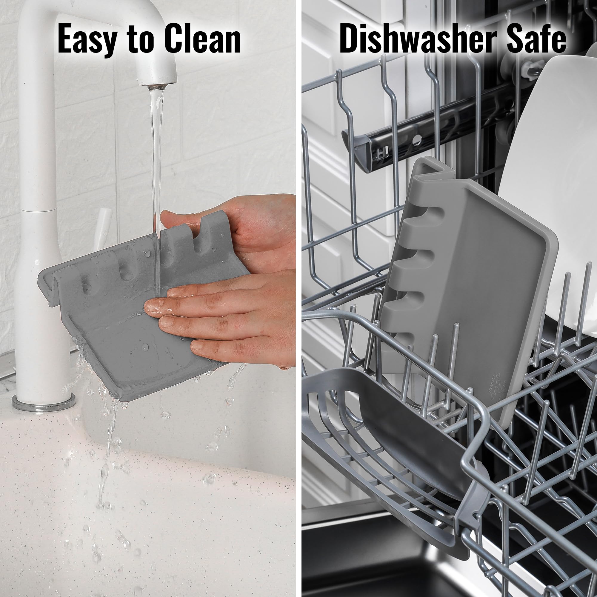 Zulay silicone utensil rest features non-slip base for stability.