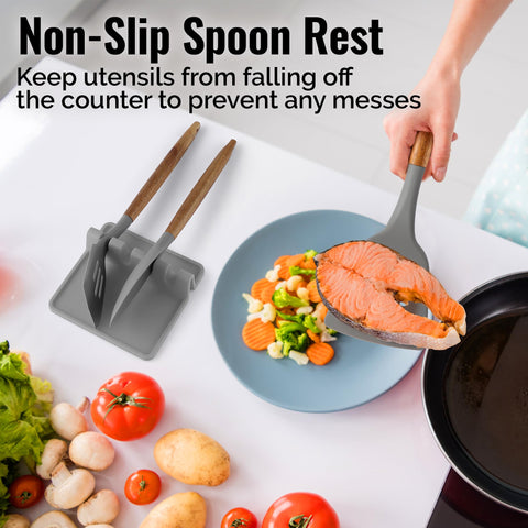 Zulay dishwasher-safe utensil rest simplifies cleanup after cooking.
