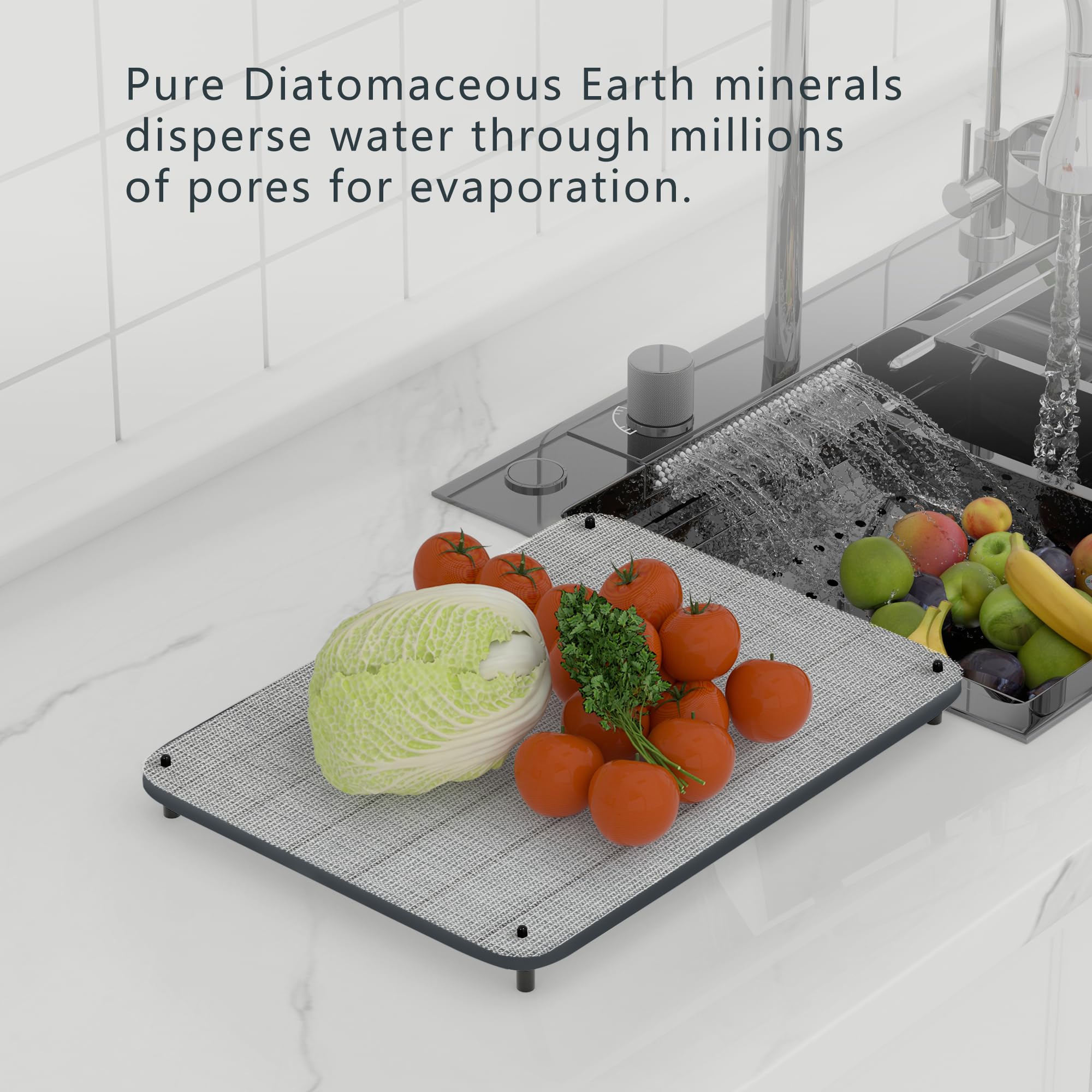 ZumenDa stone-colored drying mat emphasizes natural look and quick-dry action.
