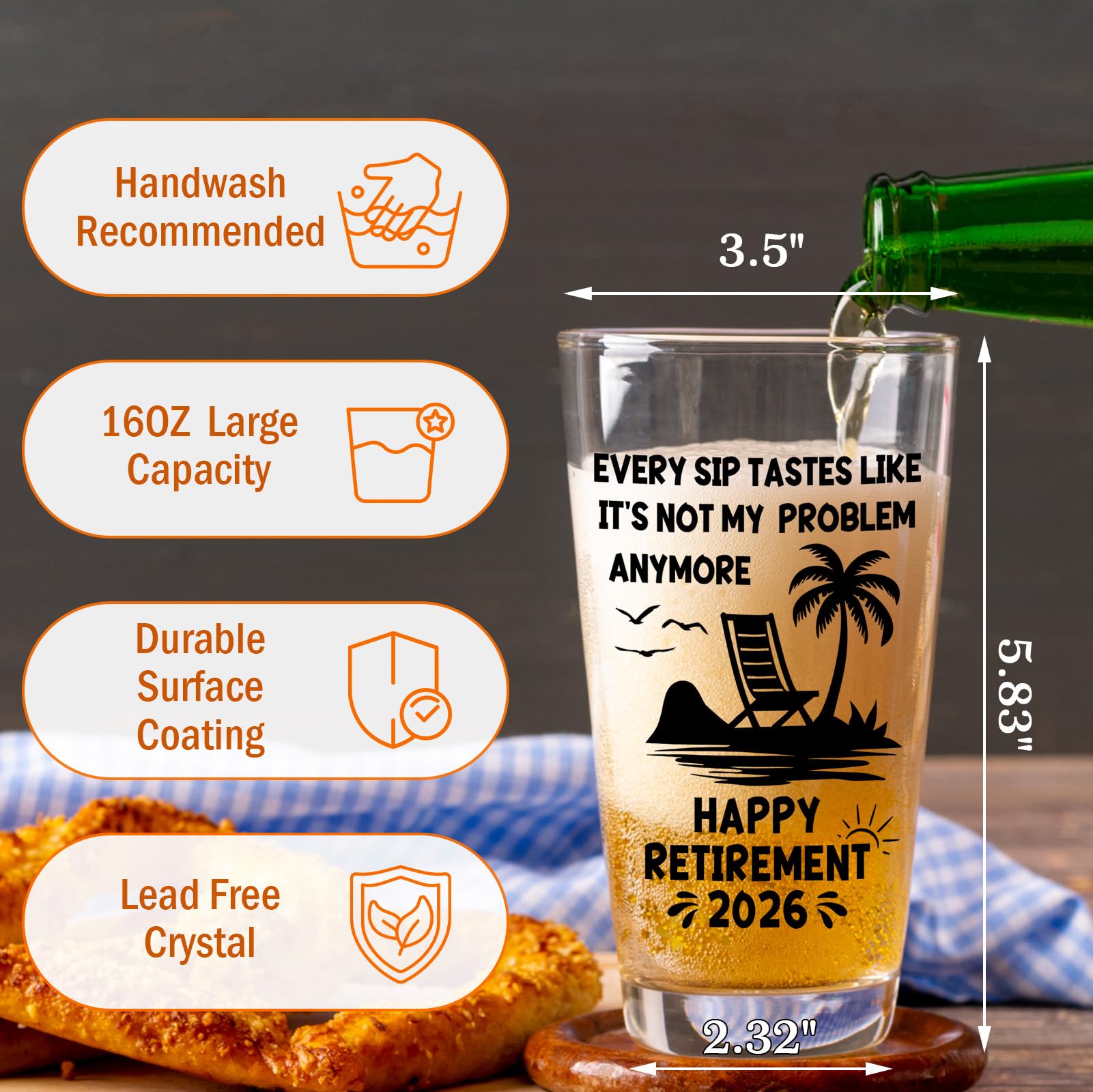 Zunaked glass with humorous quote perfect for farewell moments