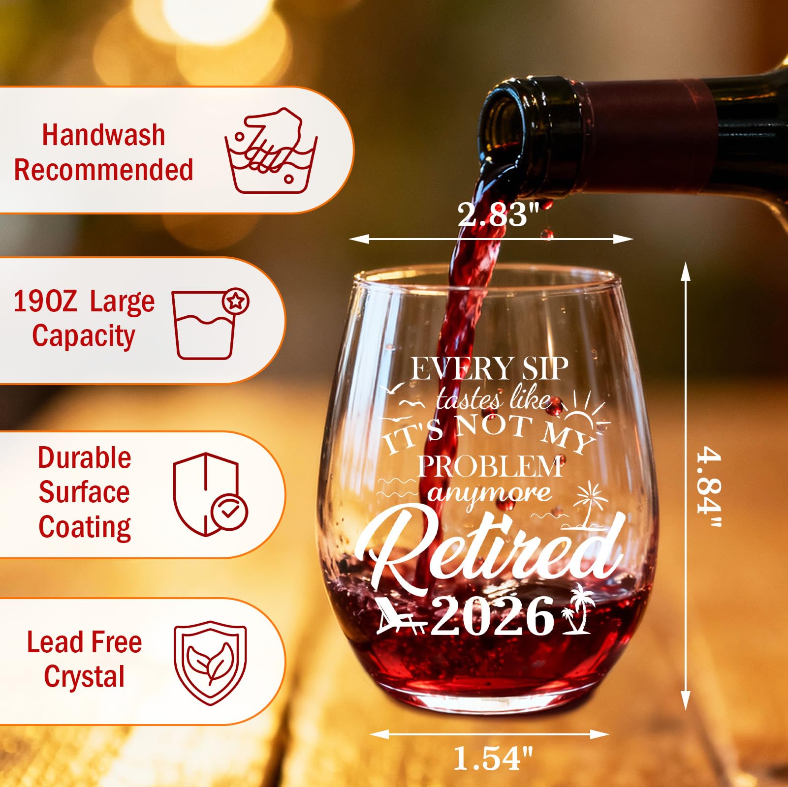 Zunaked lightweight durable glass weighs 208g, easy to lift for relaxed evenings.
