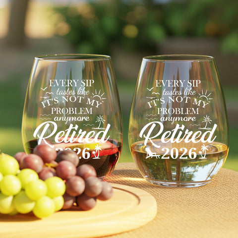 Zunaked retirement party glass adds a lighthearted toast for moms, colleagues, or friends.