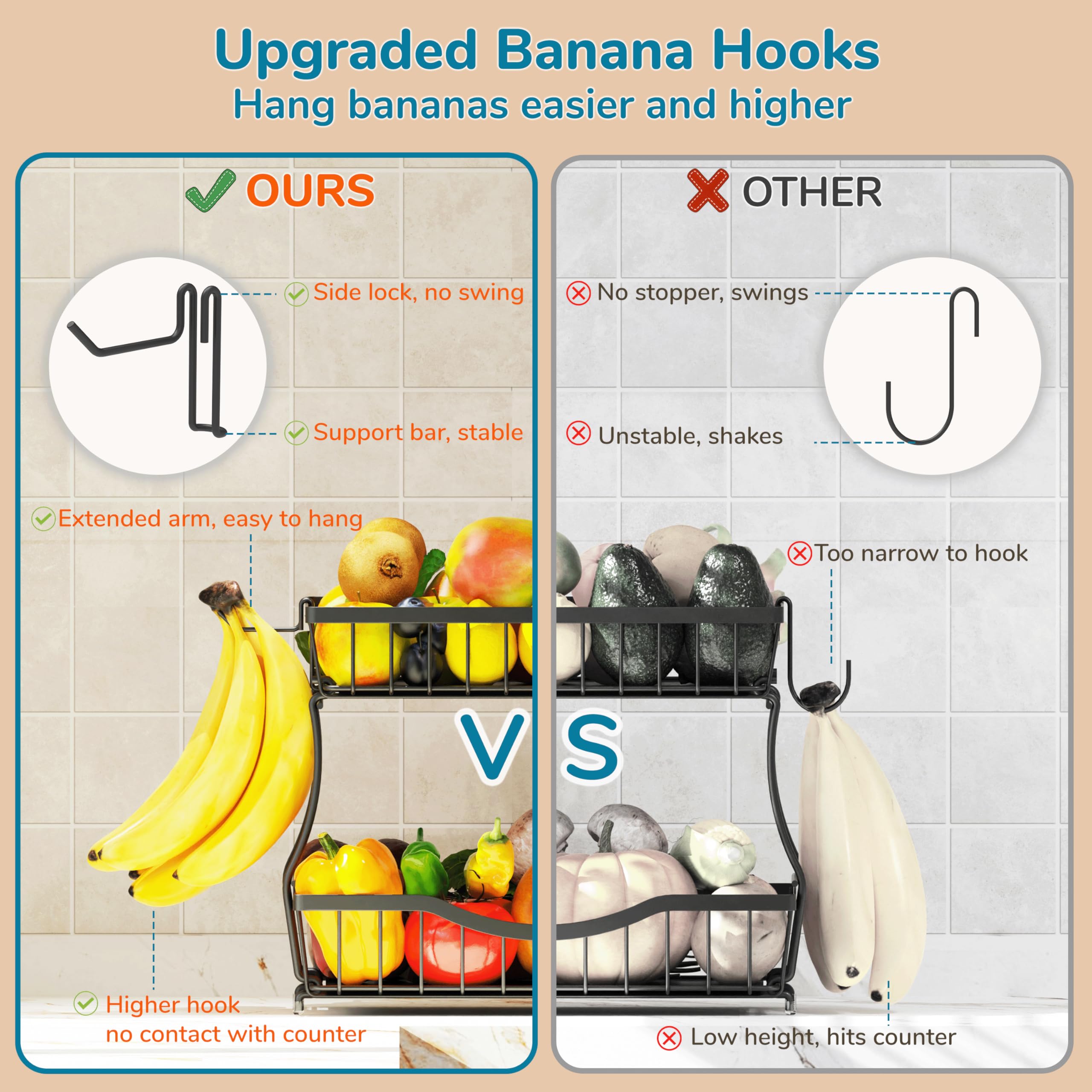 Strong construction supports up to 30 pounds of fruit.