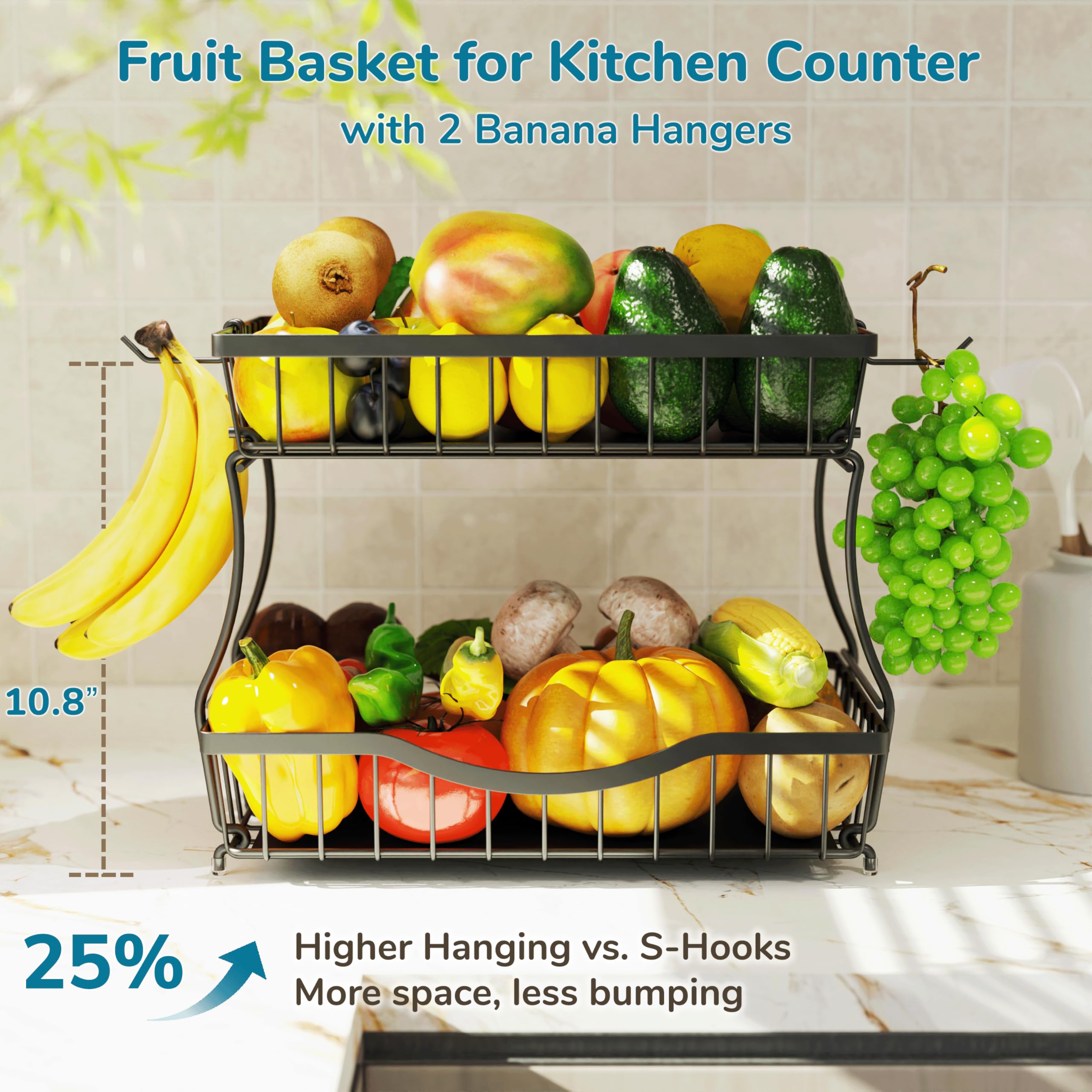 Banana hangers keep bananas tidy and away from the counter.