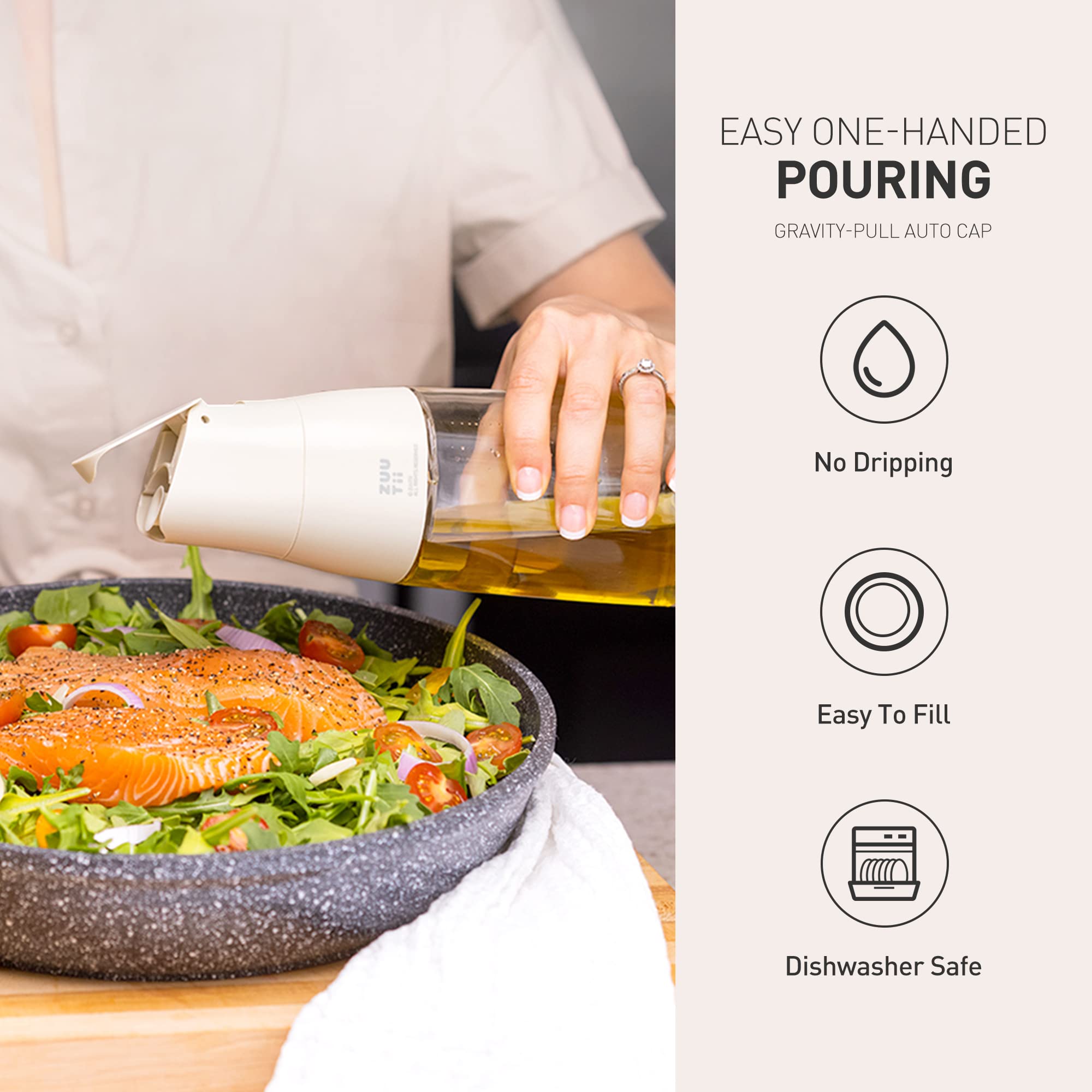 Zuutii gravity-cap dispenser enables one-handed pouring.