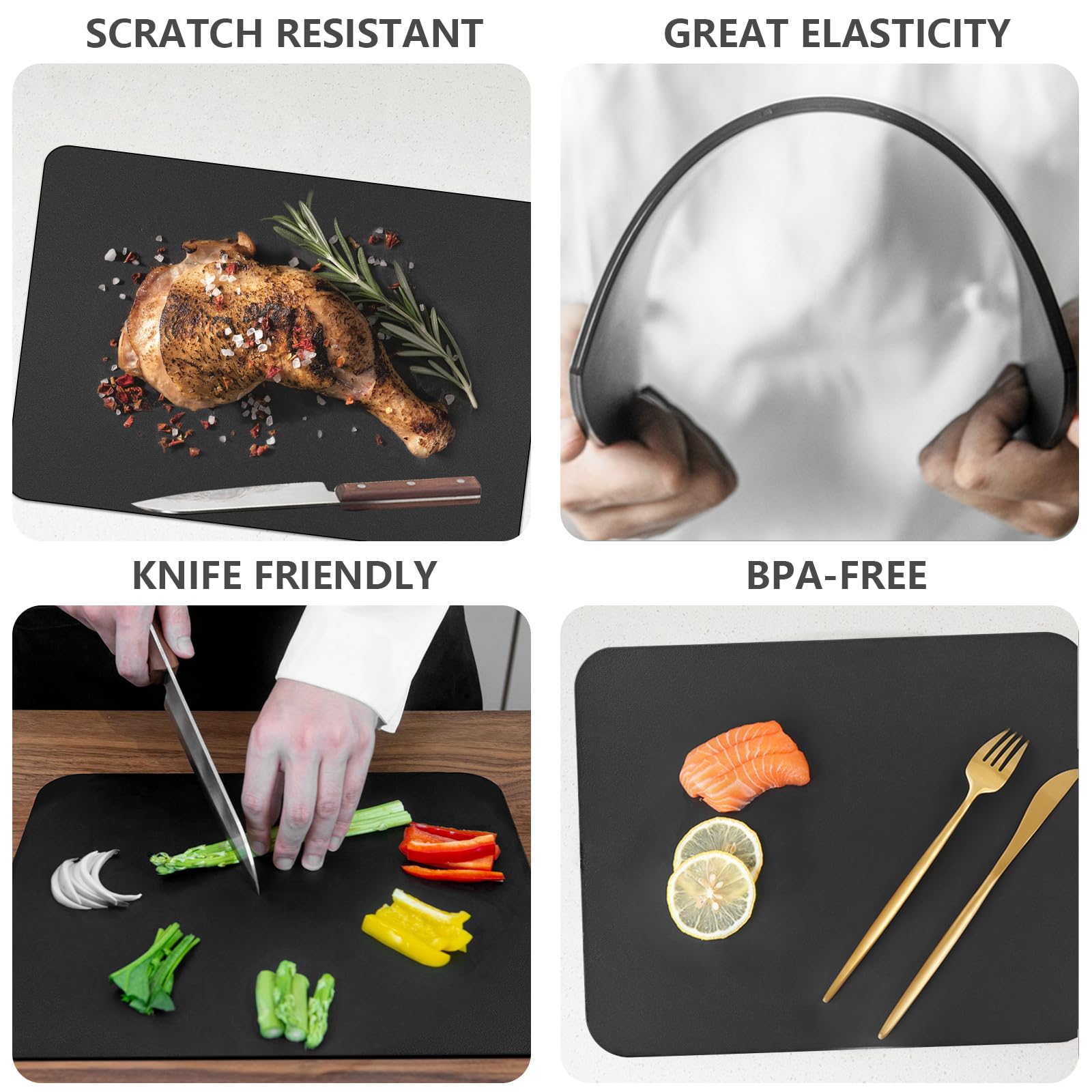ZVP thick TPU cutting board with knife-friendly surface protecting blades.