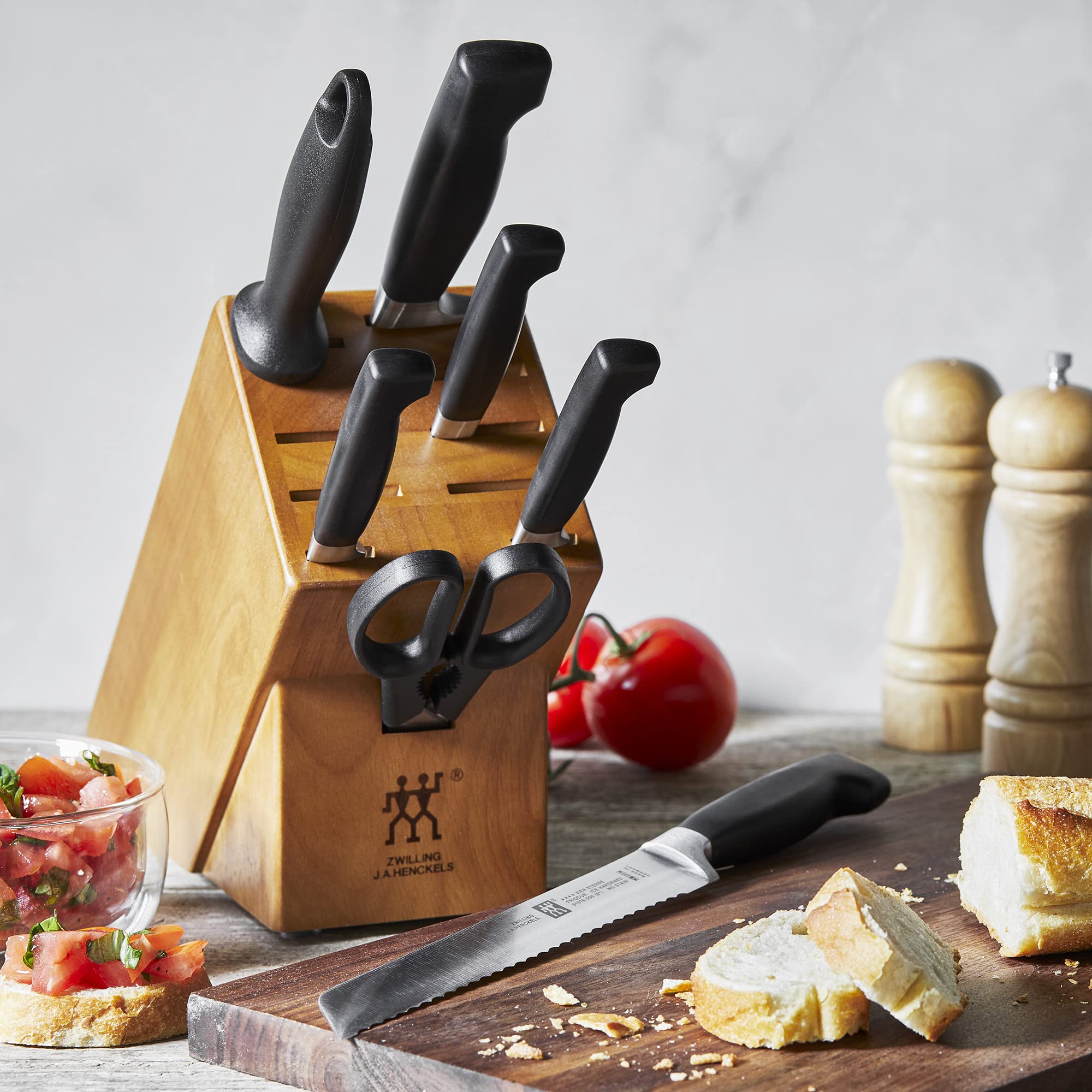 Close-up of ZWILLING Four Star blades showing sharp edge and durability