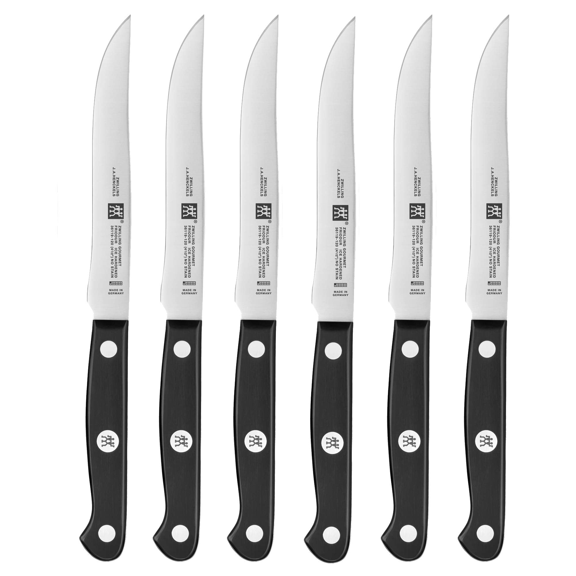ZWILLING Gourmet 6pc steak knife set overview highlighting quality and maneuverability.
