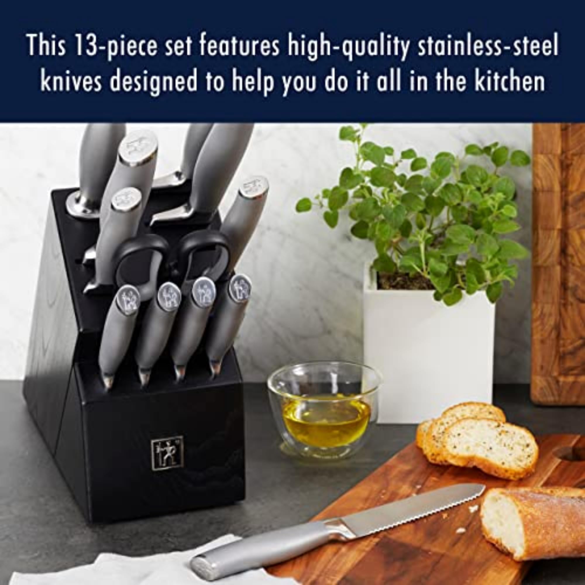 ZWILLING Modernist hollow-edge santoku with grantons reduces sticking.