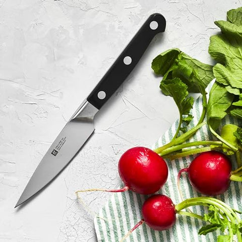 Zwilling Pro original paring knife blade closeup with ice-hardened edge for longevity