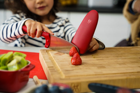 Zwilling Twinny knife with finger guards for safe kitchen practice.