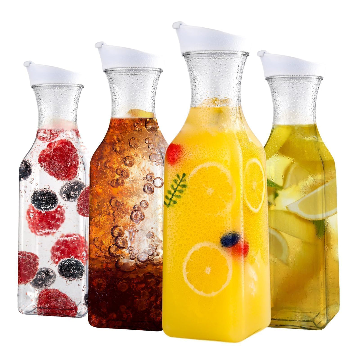 ZWYSLFCY 50oz plastic carafe with lid and square base for fridge storage