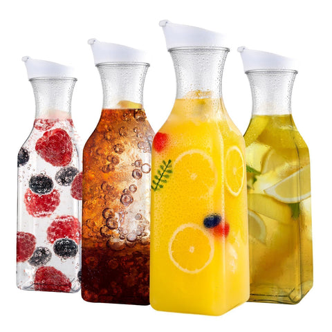 ZWYSLFCY 50oz plastic carafe with lid and square base for fridge storage