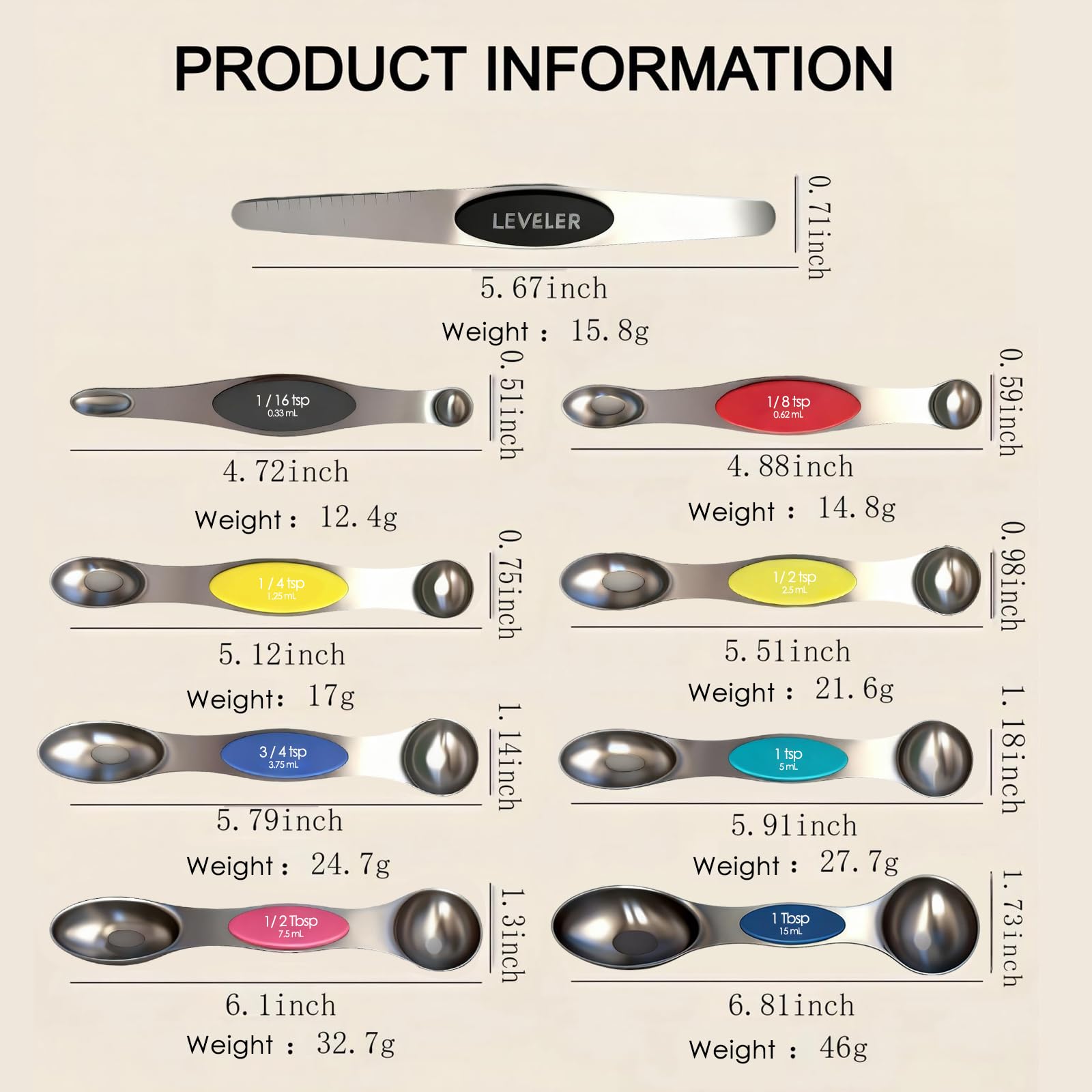 ZxlFiersp magnetic spoons with strong N52 magnet for quick nesting and organization