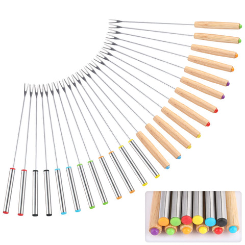 Zxmissu 24-pack fondue forks with color tops for easy sharing at gatherings.