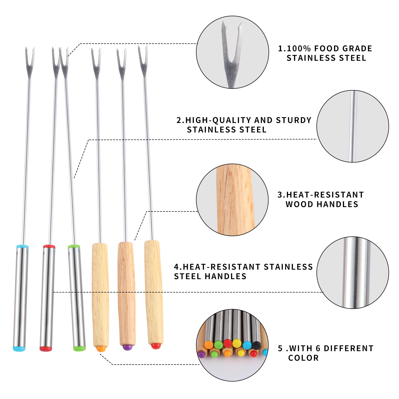 Zxmissu 9.6-inch roasting sticks extend reach for meat, marshmallows, and desserts.