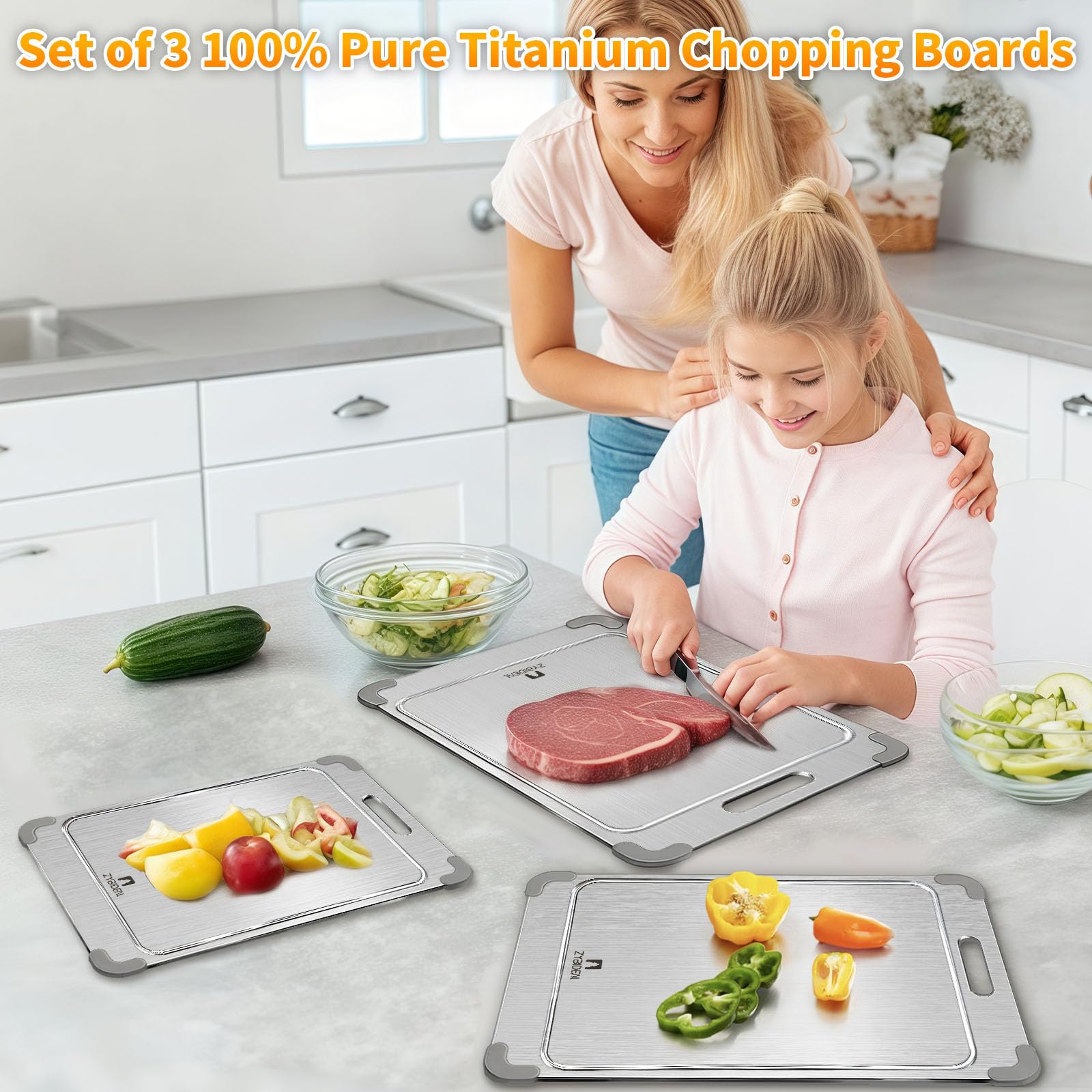 ZYBIDEAL double-sided cutting board for versatile prep and easy storage