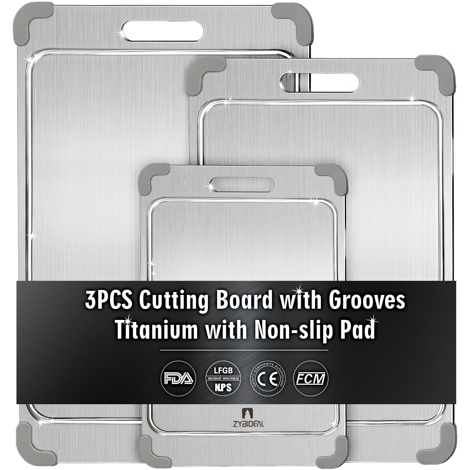 ZYBIDEAL titanium cutting board grooves for mess-free chopping on countertops