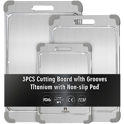 ZYBIDEAL titanium cutting board grooves for mess-free chopping on countertops