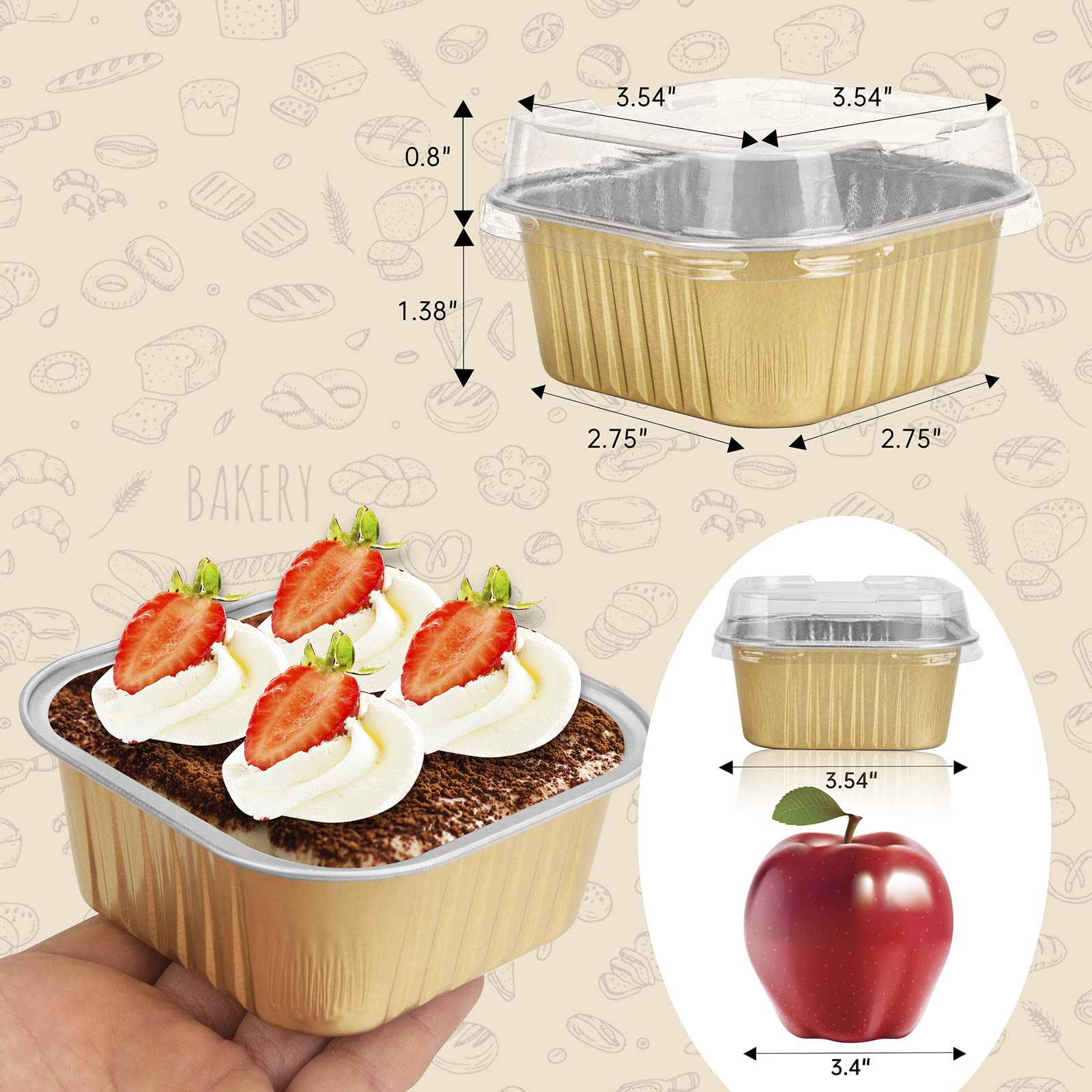 Zycozzn 5oz aluminum foil cups ideal for single-serve cakes and desserts