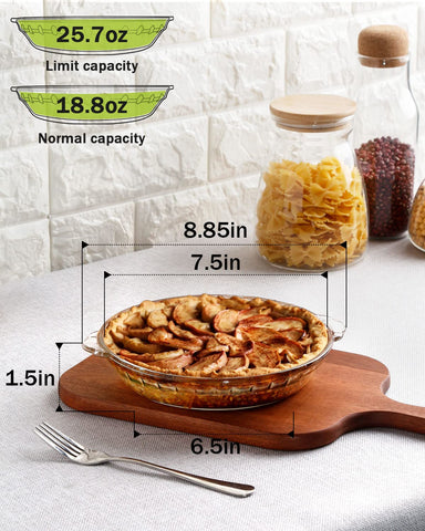 ZYER glass pie pan 7-5 inch with clear view for monitoring crust