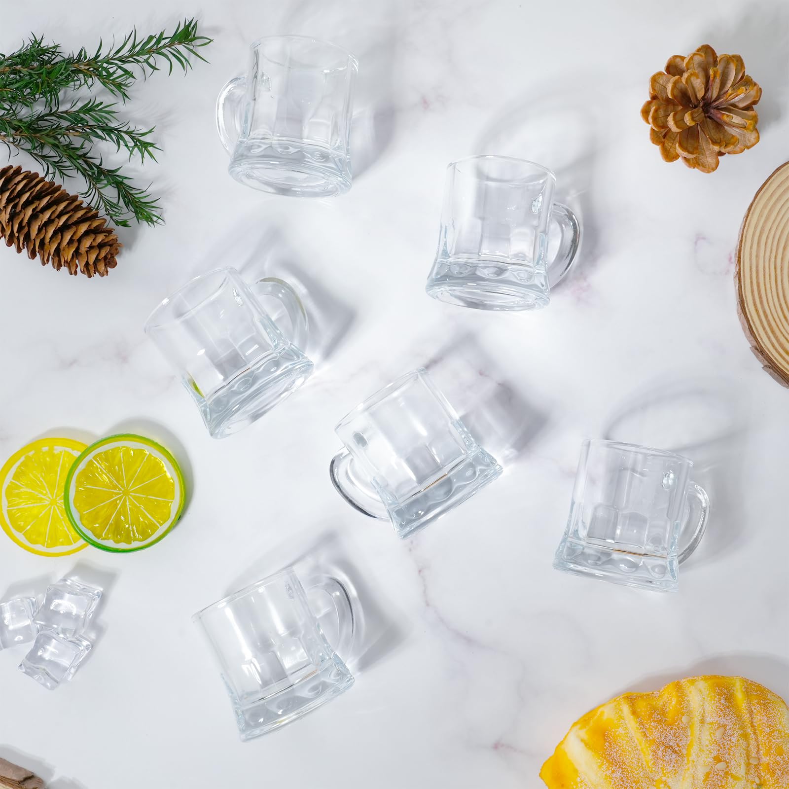 ZYFLSIYU dishwasher-safe glass mini mugs for easy cleaning.