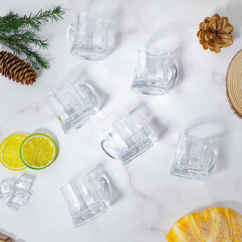 ZYFLSIYU dishwasher-safe glass mini mugs for easy cleaning.